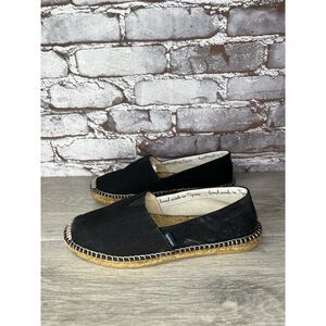 Viscata Barcelona Black Fabric Canvas Shoes Slip On Comfort Espadrilles Women 38